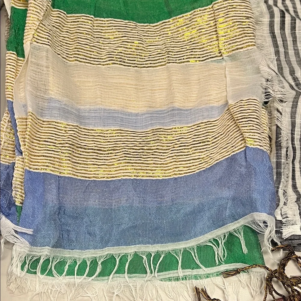 Assorted Lightweight Scarves - Multicolor (Green, Blue, Orange, Burgundy, White)